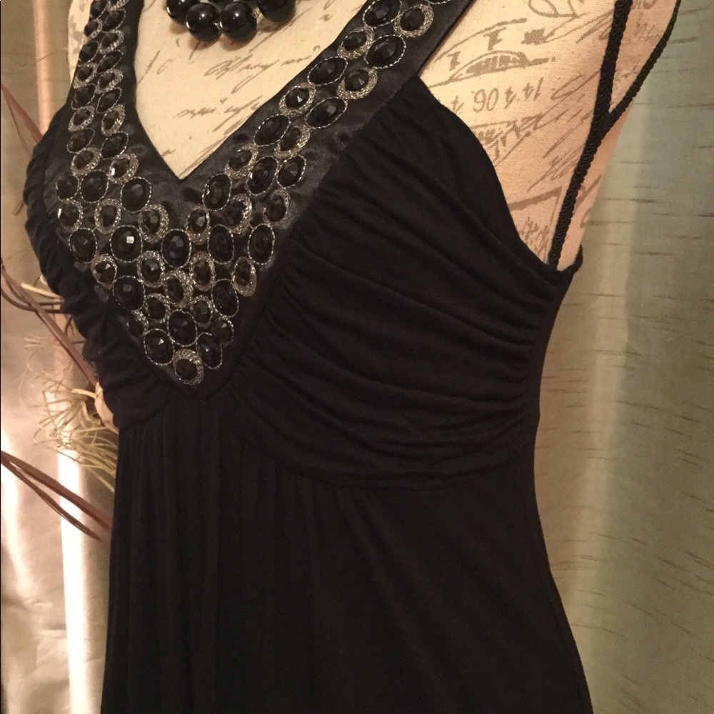 Gorgeous Black Jewel Embellished Dress Top - Picture 5 of 6
